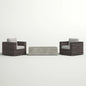 Outdoor Rattan Wicker Seating Set With Cushions 2 Person Patio Furniture - Espresso / Gray