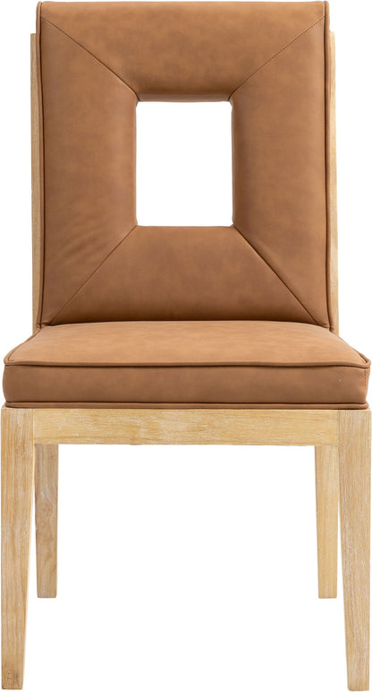 Gwendolyn - Faux Leather Dining Side Chair With Natural Frame (Set of 2)