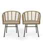 Randy - Modern Wicker Chair With Water Resistant Cushions - Brown / Beige