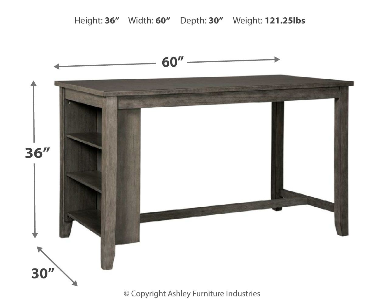 Caitbrook - Rectangular Dining Room Counter Table - Gray