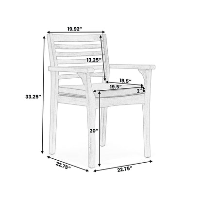 Outdoor Dining Chair With Slat Back And Acacia Wood Frame (Set of 2) - Gray / Teak