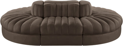Rummi - Oval Velvet Performance Fabric Upholstered 6 Piece Modular Sectional