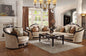 Ernestine - Sofa With 7 Pillows - Tan Fabric & Black