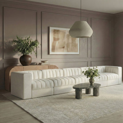 Rummi - Velvet Performance Fabric Upholstered 5 Piece Modular Sofa
