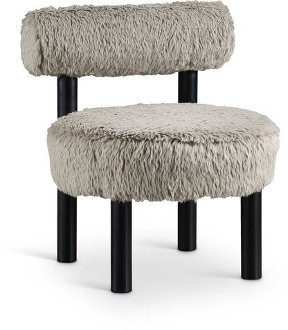 Ambre - Vegan Shearling Fabric Upholstered Accent Chair - Taupe