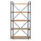 Yorktown - Industrial 5 Shelf Bookcase With Metal Pipework And Solid Fir - Natural