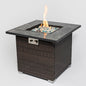 Outdoor Propane Gas Fire Pit Table With Lid With Glass Rocks And Rain Cover - Espresso