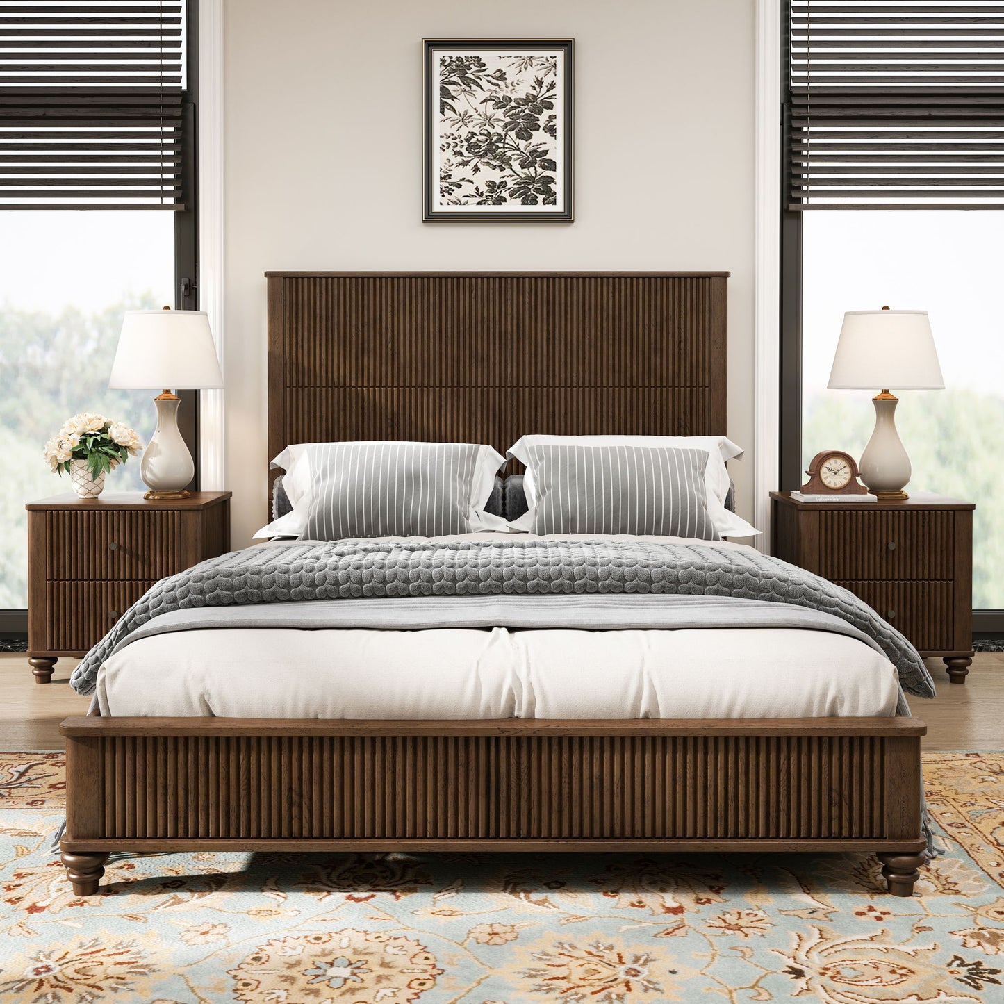 Platform Bed Frame & Tall Headboard