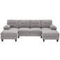U-Shaped Sectional Sofa 103.5" Fabric Couch With Dual Chaise Lounges, Storage Pockets, Armrest Pillows