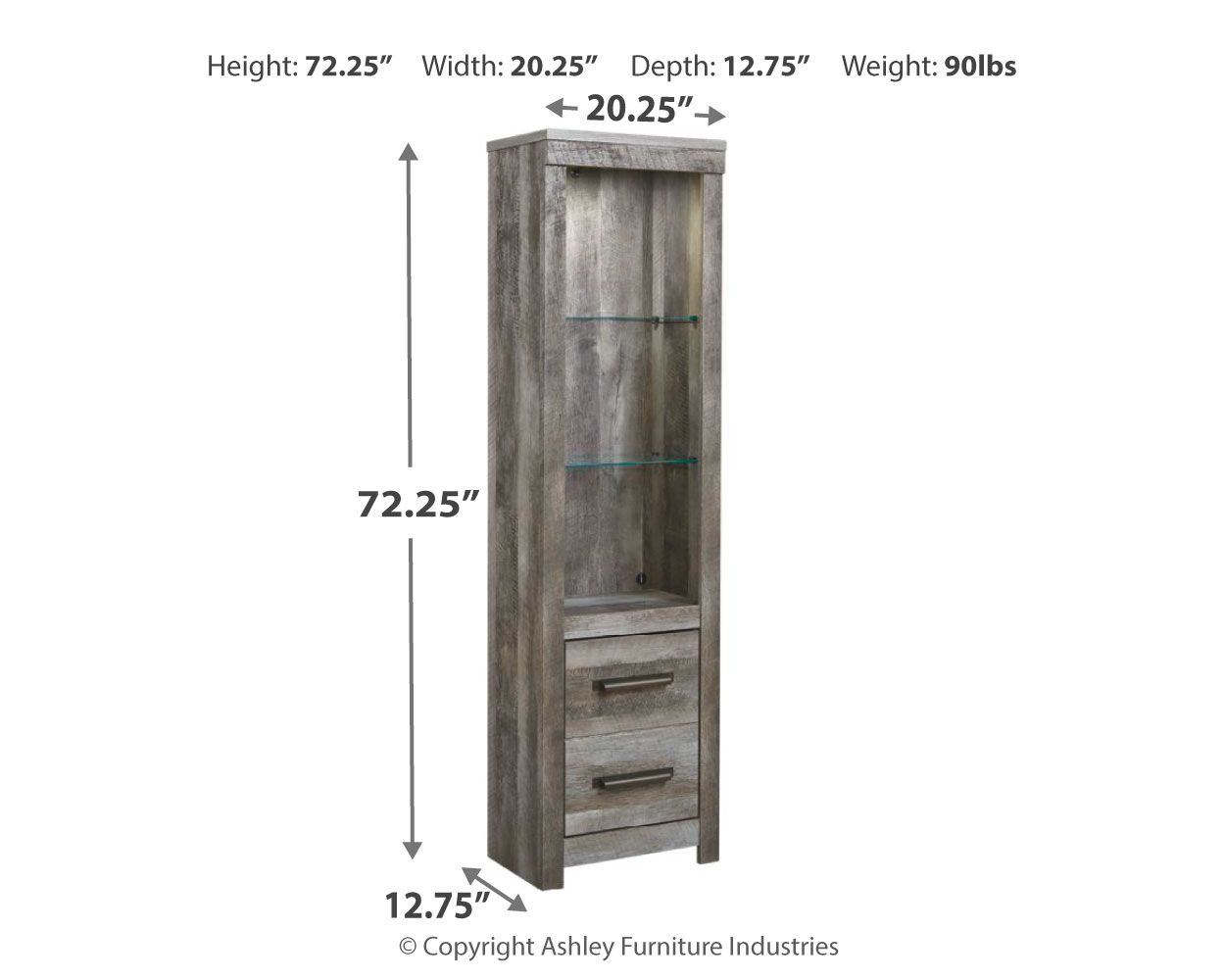 Wynnlow - Pier - Two Drawers & Two Shelves - Gray Dark