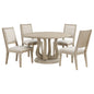 Rodota - 5 Piece Round Dining Table Set With Upholstered Chairs - White Washed