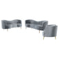 Sophia - 3 Piece Upholstered Channel Tufted Sofa Set - Gray