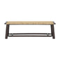 Farmhouse Modern Solid Wood Rattan Bench Multi Functional Design 59" Indoor & Covered Outdoor Bench - Walnut