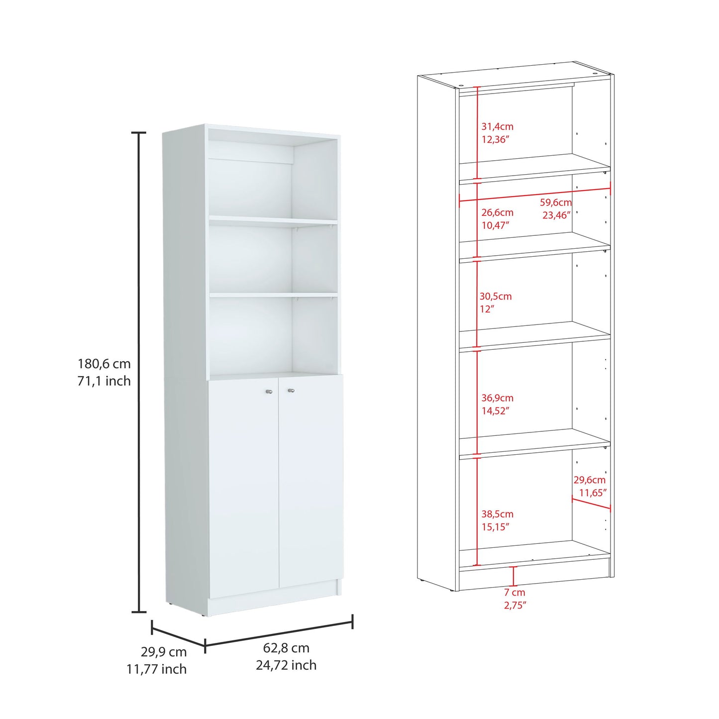 Levan - 3 Piece Living Room Set With 3 Bookcases
