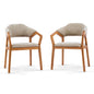 Indoor Upholstered Dining Chair (Set of 2) With Sturdy Frame And Ergonomic Curved Backrest - Oatmeal / Teak