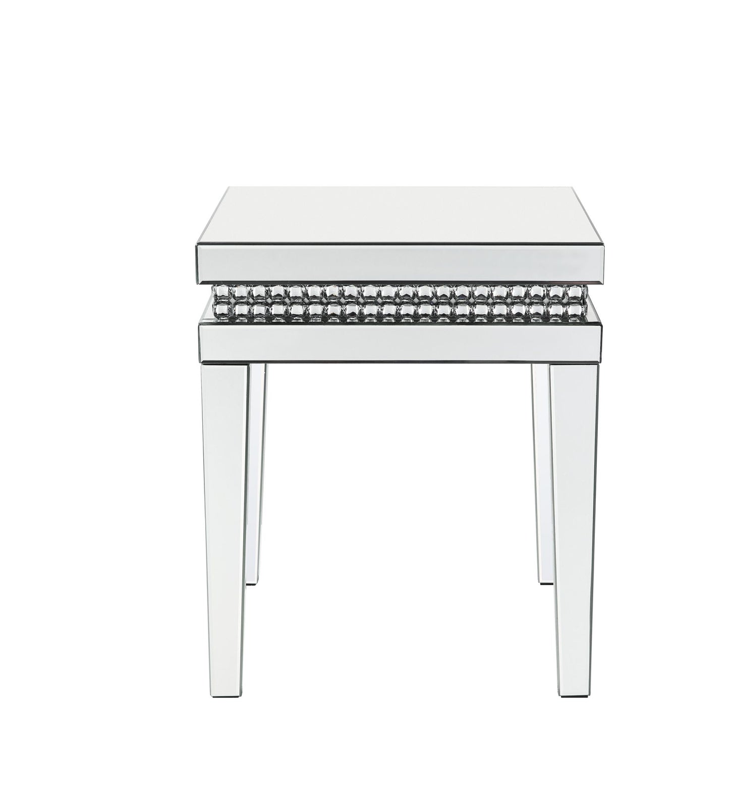 Lotus - 20" End Table - Mirrored & Faux Ice Cube Crystals