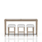 Glass Console Table With 3 Stools - Frosted