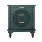 Hollow Carved 3 Drawer Dresser With Metal Handles, Storage Chest For Living Room Or Bedroom - Blackish Green