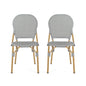 Outdoor Rattan And Aluminum Armless French Bistro Chairs (Set of 2) - Dark Gray