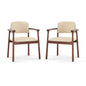 Dining Room Chairs, Ideal For Home & Kitchen (Set of 2) - Beige / Dark Walnut
