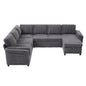 Convertible U-Shaped Sectional Sofa Bed With USB Ports And Storage