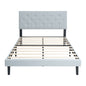 Modern Upholstered Platform Bed Frame With Button Tufted Fabric Headboard