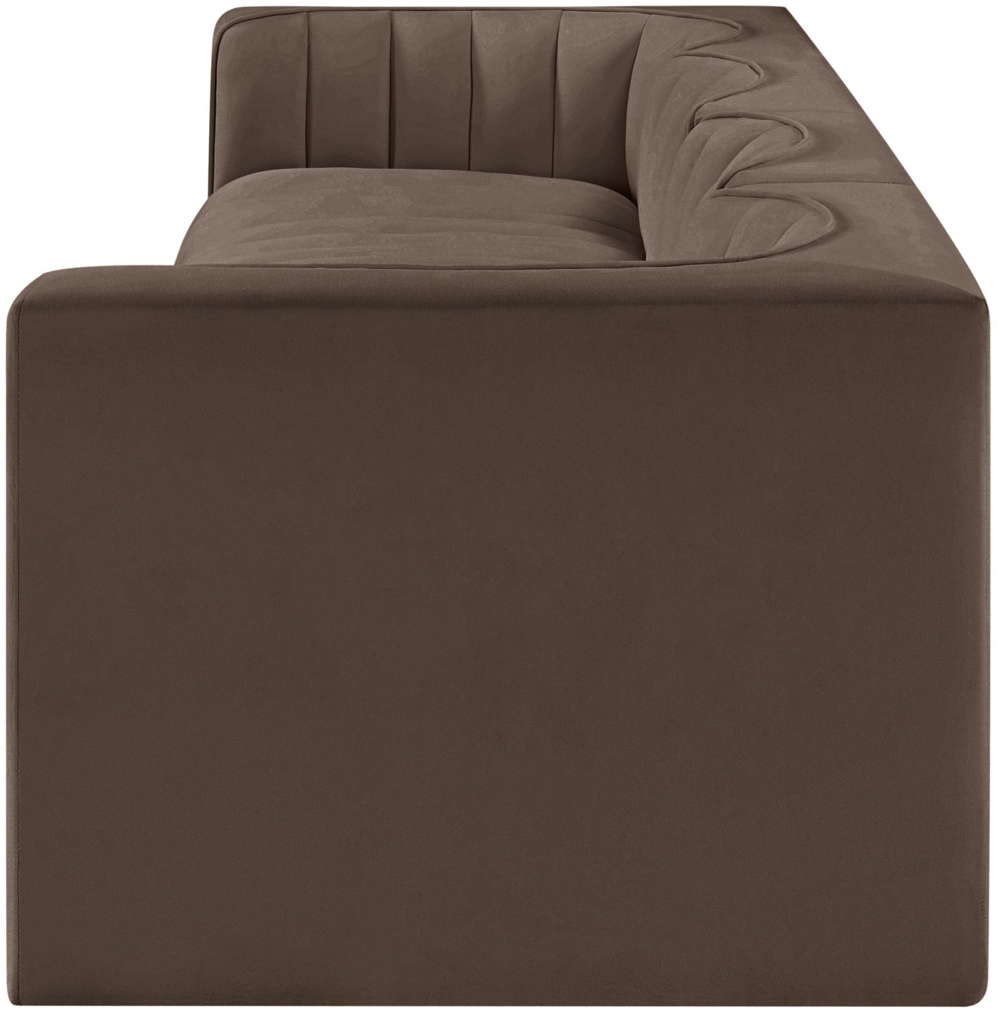Rummi - Velvet Performance Fabric Upholstered 4 Piece Modular Sofa