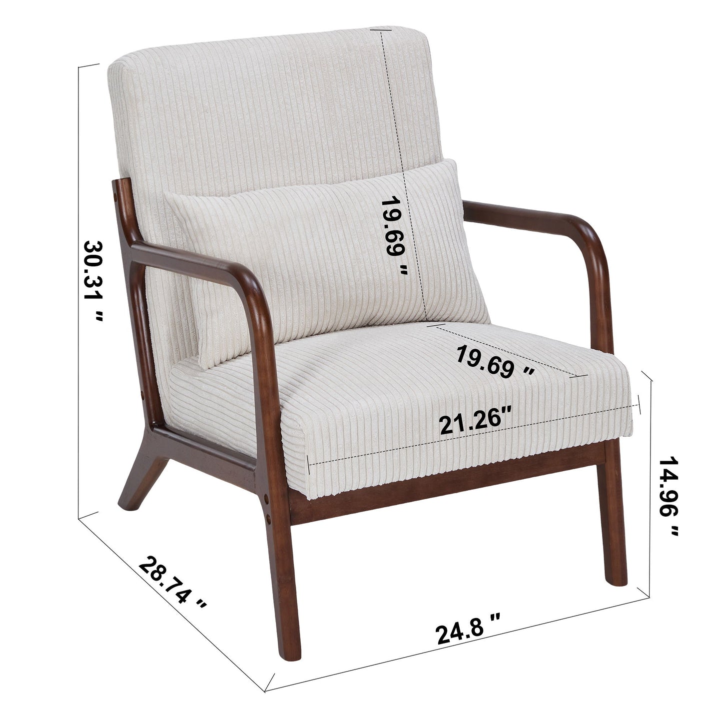 Accent Chair With Pillow And Wood Frame