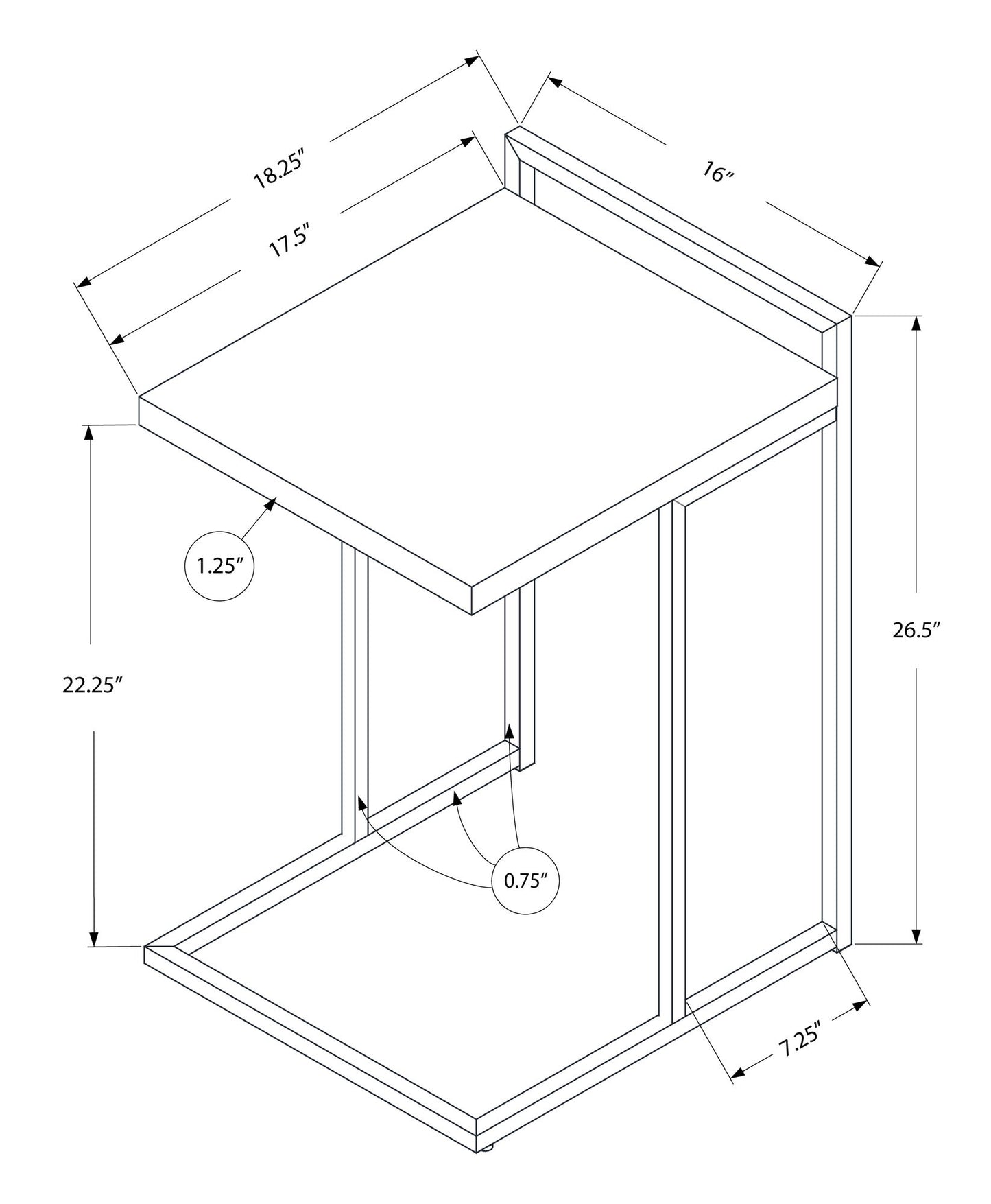 Accent Table, C - Shaped, Contemporary & Modern