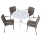 4 Modern Stackable Plastic Armchair Matched With Round Table