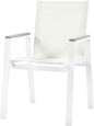 Nizuc - Outdoor Patio Dining Arm Chair With White Frame And Gray Arms (Set of 2)