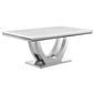 Allessandra - Rectangular U-Shaped Base Dining Table - White / Silver