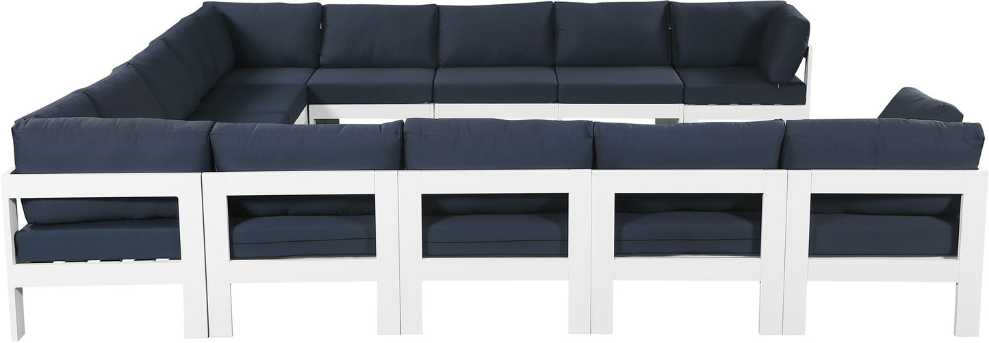 Nizuc - Outdoor Patio 13 Piece Modular Sectional With White Frame