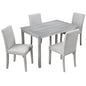 Dining Table Set With Crystal Decoration And Upholstered Chairs