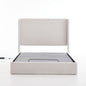 Caron - Queen Size Upholstered Wingback Bed With Adjustable Base Bundle Set - Ivory