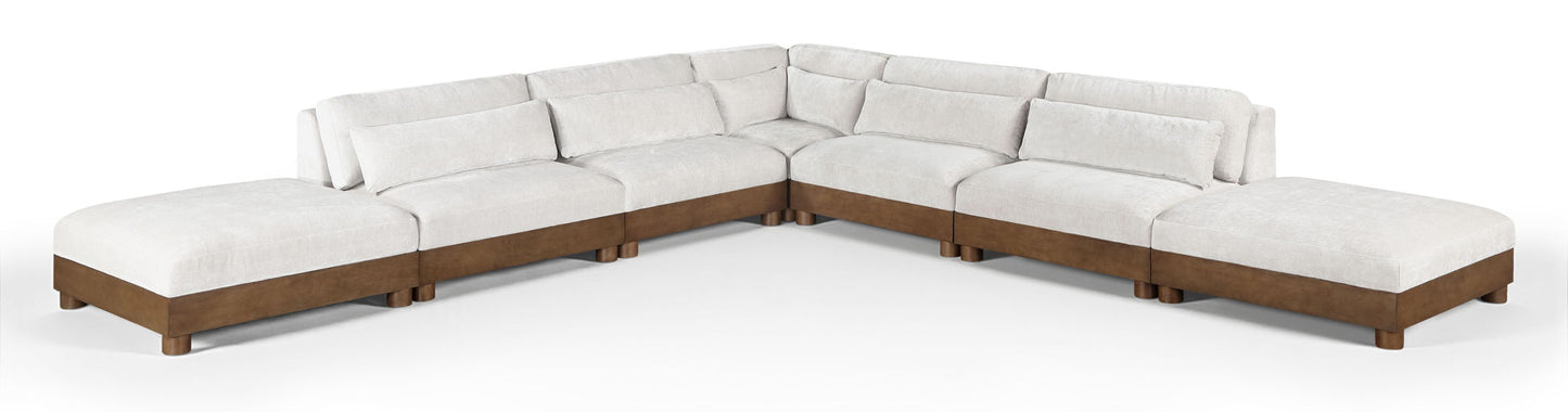Turin - Chenille Fabric Upholstered Modular Sectional - Cream