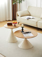 Round Coffee Table - Brown / White