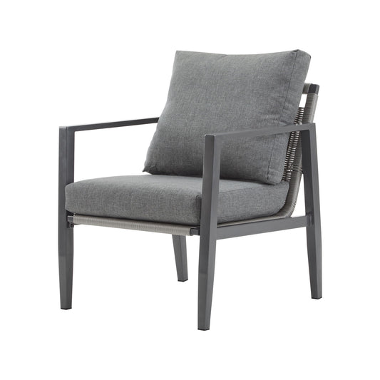 Modern Lounge Chair With Rope Accents And Cushions