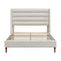Modern Upholstered Platform Bed With Wave Shaped Headboard