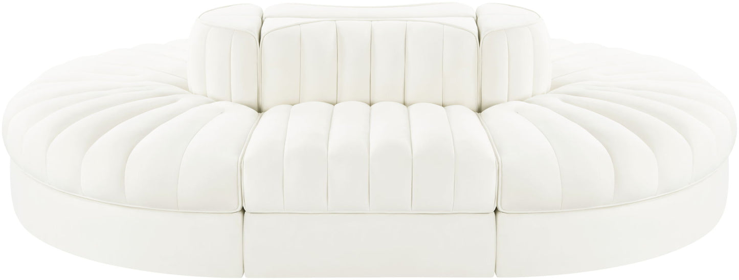 Rummi - Oval Velvet Performance Fabric Upholstered 6 Piece Modular Sectional