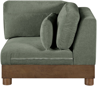 Turin - Chenille Fabric Upholstered Modular Corner Chair - Walnut Base
