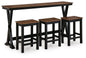 Wildenauer - Rectangular Dining Room Counter Table Set (Set of 4) - Brown / Black