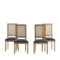 French Country Dining Chair With Rectangular Cane Backrest And Smooth Upholstered Seating