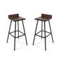 Outdoor Bar Stool With Low Backrests And Wood Seats (Set of 2) - Dark Brown / Black