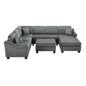 Contemporary U - Shaped Sectional Sofa With Movable Storage Ottoman