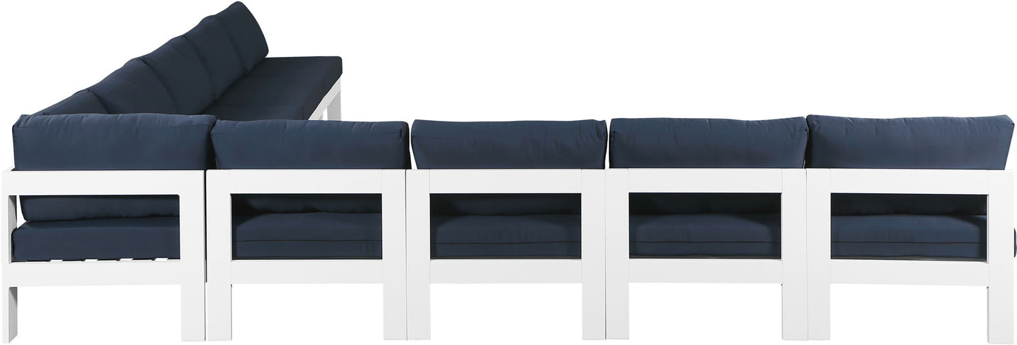Nizuc - Outdoor Patio 9 Piece Modular Sectional With White Frame