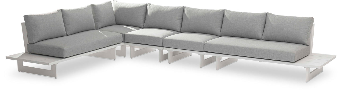 Maldives - 5 Piece Water Resistant Outdoor Patio Modular Sectional With White Base