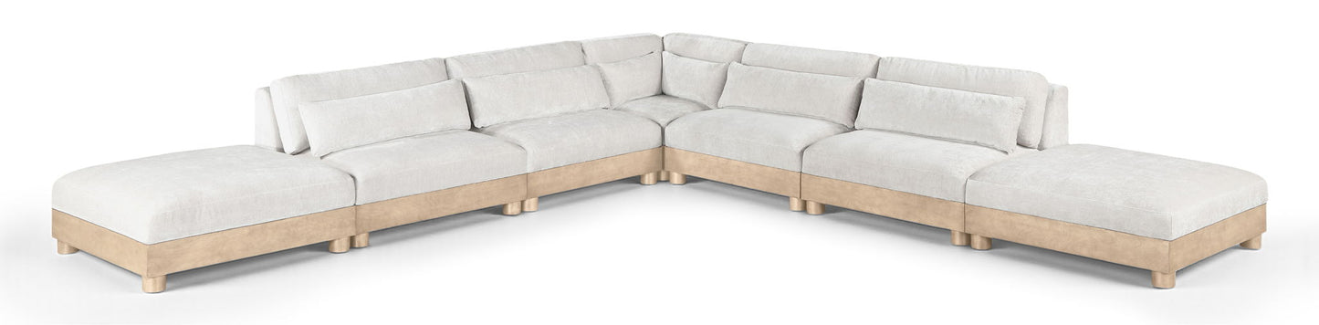 Turin - Chenille Fabric Upholstered Modular Sectional - White