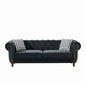 Chesterfield Upholstery Fabric Sofa With Roll Armrest & Nailhead