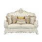 Adara - Loveseat With 5 Pillows - Pearl White Synthetic Leather & Antique White